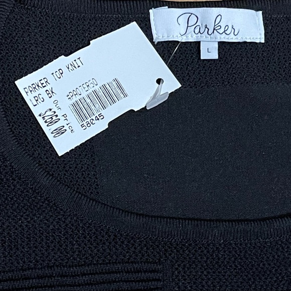 NWT Parker Black Contrasting Lightweight Knit Top/Sweater - Picture 7 of 9